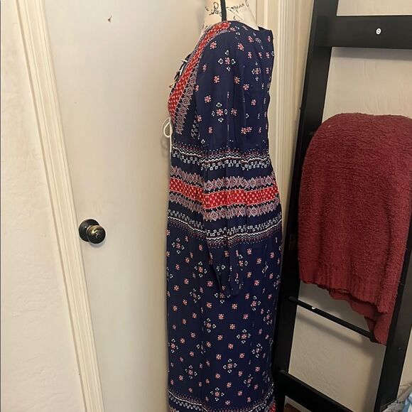 Vintage Juniors Of San Francisco Bohemian Front Lace Design Print Dress - Picture 5 of 14